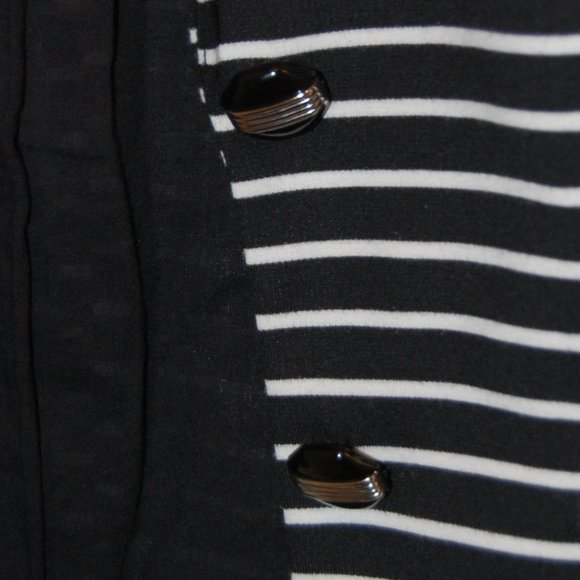 Christine V Black & White Striped 2 Button Women's Jacket Size Medium - Picture 7 of 10